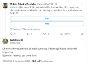 Náutico: “Demitiria quem passou a informação”, diz Jael em rede social após discussão entre Marchiori e Souza