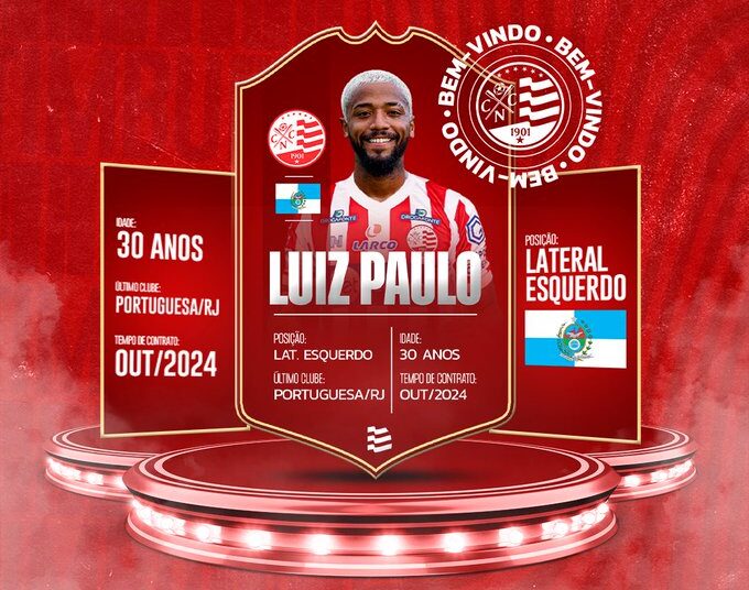 Náutico oficializa contratação do lateral esquerdo Luiz Paulo, ex-Portuguesa/RJ