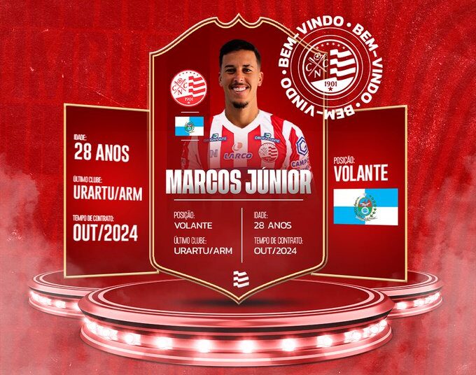 Náutico oficializa contratação do volante Marcos Júnior, ex-Vasco e Urartu da Armênia