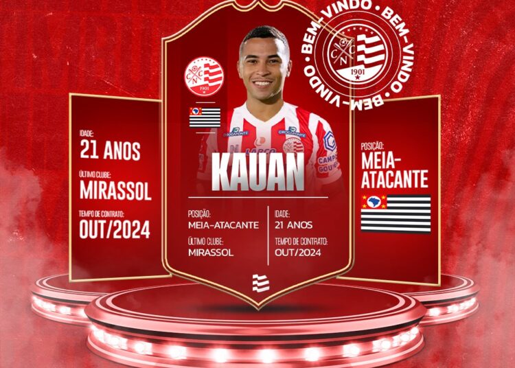 Náutico anuncia contratação do meia Kauan, formado no Mirassol