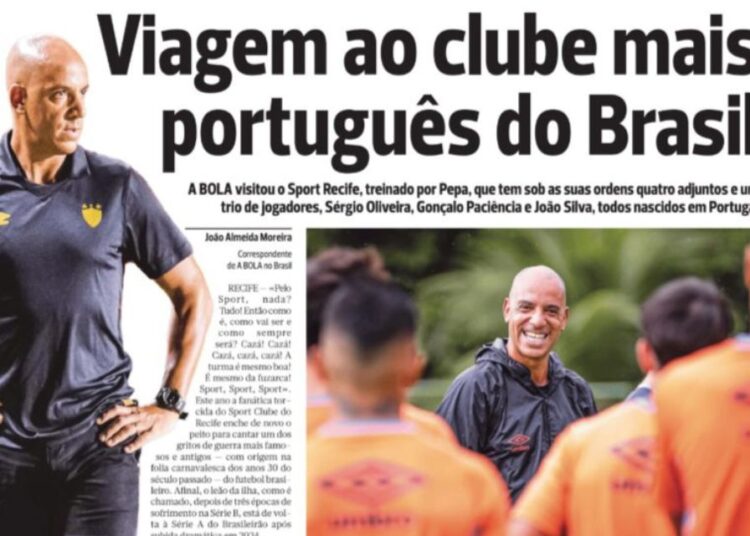 Com comissão técnica e três jogadores lusitanos no elenco, Sport é destaque em jornal esportivo português