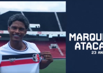 Santa Cruz anunciou Marquinhos como novo atacante. Foto: Reprodução do X/Santa Cruz